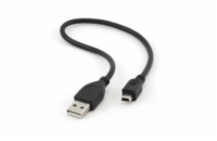 Kabel USB A-MINI 5PM 2.0 30cm HQ, zlac kontakty