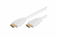 PremiumCord HDMI High Speed + Ethernet kabel,bílý, zlacené konektory, 3m