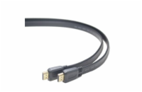 PREMIUMCORD HDMI High Speed + Ethernet plochý kabel, zlacené konektory, 1m
