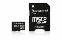 TRANSCEND MicroSDHC karta 8GB Class 10 + adaptér