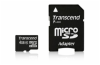 TRANSCEND MicroSDHC karta 4GB Class 4 + adaptér