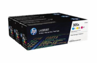 HP 305A originální tonerová kazeta azurová, purpurová, žlutá CF370AM HP 305A CMY 3-pack LJ Toner Cart, CF370AM (2,600 / 2,600 / 2,600 pages)