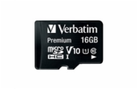 VERBATIM MicroSDHC karta 16GB Premium, U1 + SD adaptér