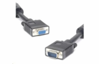 PREMIUMCORD Kabel VGA prodlužovací 3m (HD15M/F, dvojité stínění, feritová jádra), černý