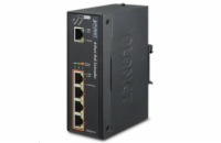 Planet průmyslový PoE/LAN extender, 1xPoE-in, 4xPoE-out 60W, 802.3bt/at/af, Gigabit, IP67, ESD+EFT, -40~75°C