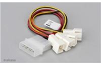 AKASA kabel redukce 4-pin PSU molex na 4x 3-pin fan, redukce otáček