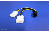 AKASA kabel  redukce napájení z 2x MOLEX ATX na 6pin PCIe, 10cm
