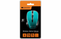 CANYON myš optická bezdrátová CMSW1, nastavitelné rozlišení 800/1000/1200 dpi, 4 tl, USB nano reciever, zelená