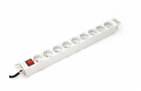 ASM A-19-STRIP-4-IMP PDU outlet strip 19 RACK 9xType E 1.8m cable with C14 On/Off aluminium