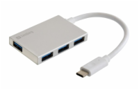 Sandberg USB-C na 4× USB 3.0 Pocket Hub, kompaktní USB-C rozbočovač s 4× USB-A porty, stříbrná