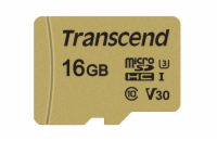 Transcend 16GB microSDHC 500S UHS-I U3 V30 (Class 10) MLC paměťová karta (s adaptérem), 95MB/s R, 50MB/s W 