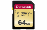 TRANSCEND SDXC karta 64GB 500S, UHS-I U3 V30 (R:95/W:50 MB/s)