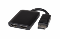 PremiumCord MST adaptér DisplayPort 1.2 - 2x HDMI, rozšíření+zrcadlení+2 obrazy, 4K*2K@60Hz