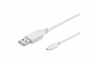 PremiumCord Kabel micro USB 2.0, A-B 20cm, bílá