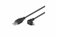 PremiumCord Kabel micro USB 2.0, A-B, konektor do úhlu 90° 1m (černý)