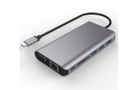 PremiumCord ku31dock08 PremiumCord Převodník USB-C na HDMI+VGA+RJ45+2xUSB3.0+SD card +3,5mm+PD charge