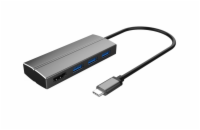 PremiumCord Adaptér USB 3.1 Type-C male na HDMI female + 3x USB 3.0, aluminum