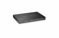 Zyxel GS1920-48HPv2, 50 Port Smart Managed PoE Switch 44x Gigabit Copper PoE and 4x Gigabit dual pers., hybrid mode, standalone 