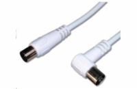 PREMIUMCORD TV kabel anténní propojovací 5m, konektor 90° (koaxiální, M/F, 75 Ohm)