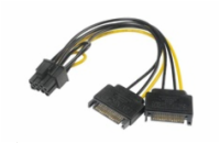 AKASA adaptér napájecí na 6+2pin PCIe (2xSATA male power to a 6+2pin PCIe female connector)
