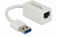 Delock Adaptér Super Speed USB (USB 3.1 Gen 1) s USB Typ-A samec > Gigabit LAN 10/100/1000 Mbps kompaktní bílá