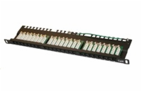 XtendLan Patch panel 19"/0,5U, 24 portů RJ-45, Cat6, černá barva, LSA