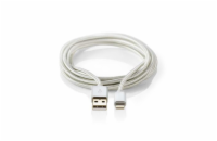 NEDIS PROFIGOLD Lightning/USB 2.0 kabel/ Apple Lightning 8pinový - USB-A zástrčka/ nylon/ stříbrný/ BOX/ 3m