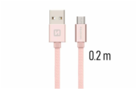 Swissten Datový Kabel Textile Usb / Micro Usb 0,2 M Růžovo/Zlatý