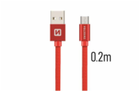 Swissten Datový Kabel Textile Usb / Micro Usb 0,2 M Červený