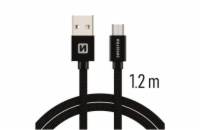 Swissten Datový Kabel Textile Usb / Micro Usb 1,2 M Černý