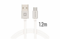 Swissten Datový Kabel Textile Usb / Micro Usb 1,2 M Stříbrný