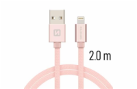 Swissten Datový Kabel Textile Usb / Lightning 2,0 M Růžovo/Zlatý