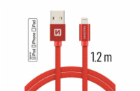 Swissten Datový Kabel Textile Usb / Lightning Mfi 1,2 M Červený