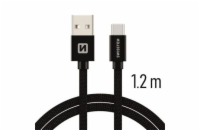 Swissten Datový Kabel Textile Usb / Usb-C 1,2 M Černý