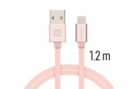 Swissten Datový Kabel Textile Usb / Usb-C 1,2 M Růžovo/Zlatý