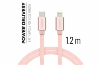 Swissten Datový Kabel Textile USB-C / Lightning 1,2 M Růžovo/Zlatý