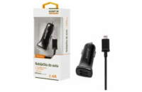 Aligator nabíječka do auta Turbo charge, 12/24 V, 2,4 A, konektor Lightning, 2x USB výstup, černá