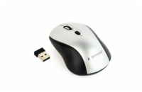 GEMBIRD myš MUSW-4B-02-BS, černo-stříbrná, bezdrátová, USB nano receiver