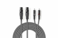 Nedis COTH15230GY15 - XLR Audiokabel | 2x XLR 3pinová Zásuvka – 2x RCA Zástrčka | 1,5 m | Šedá barva