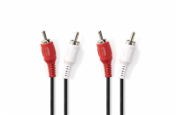 Nedis CAGB24200BK20 - Stereofonní Audio Kabel | 2x RCA Zástrčka - 2x RCA Zástrčka | 2 m | Černá barva