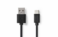 NEDIS kabel USB 2.0/ zástrčka USB-C - zástrčka USB-A/ černý/ 3m