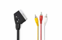 NEDIS přepínatelný kabel SCART – RCA/ zástrčka SCART – 3× zástrčka RCA/ černý/ 2m