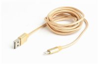 GEMBIRD Kabel USB 2.0 Lightning (IP5 a vyšší) nabíjecí a synchronizační kabel, opletený, 1,8m, zlatý, blister