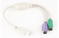 Gembird adaptér USB 2.0 (M) na PS/2, kabel, 0.3 m, bílý