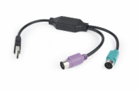 Gembird adaptér USB 2.0 (M) na PS/2, kábel, 0.3 m, čierny