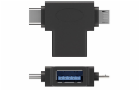 Adaptér USB3.0 female na dva konektory USB 3.1 C/male + micro USB B/male