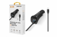 Nabíječka do auta ALIGATOR microUSB s USB výstupem, 2.4A, Turbo charge, černá