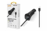 Nabíječka do auta ALIGATOR USB-C s USB výstupem, 2.4A, Turbo charge, černá