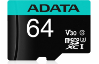 ADATA MicroSDXC 64 GB AUSDX64GUI3V30SA2-RA1 ADATA MicroSDXC karta 64GB XPG UHS-I U3 (R:95/W:90 MB/s) + SD adaptér
