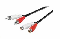 PREMIUMCORD Kabel prodlužovací audio 2x Cinch - 2x Cinch (RCA, M/F) 10m